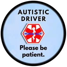 2 pack AUTISTIC DRIVER Medical Alert Safety Sticker Set