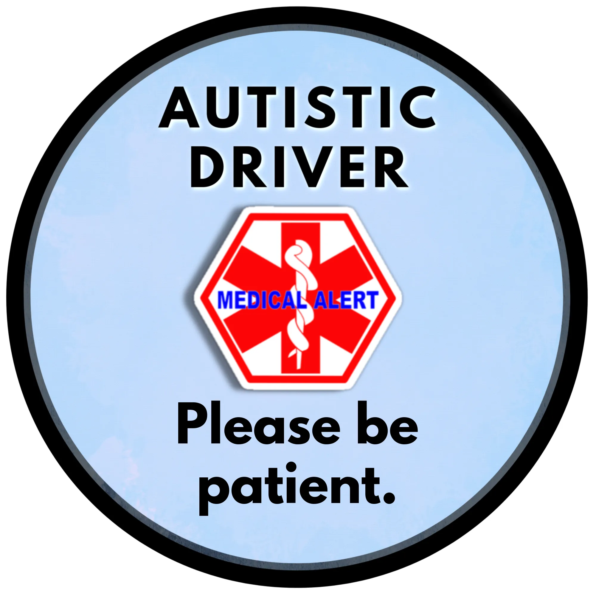 2 pack AUTISTIC DRIVER Medical Alert Safety Sticker Set