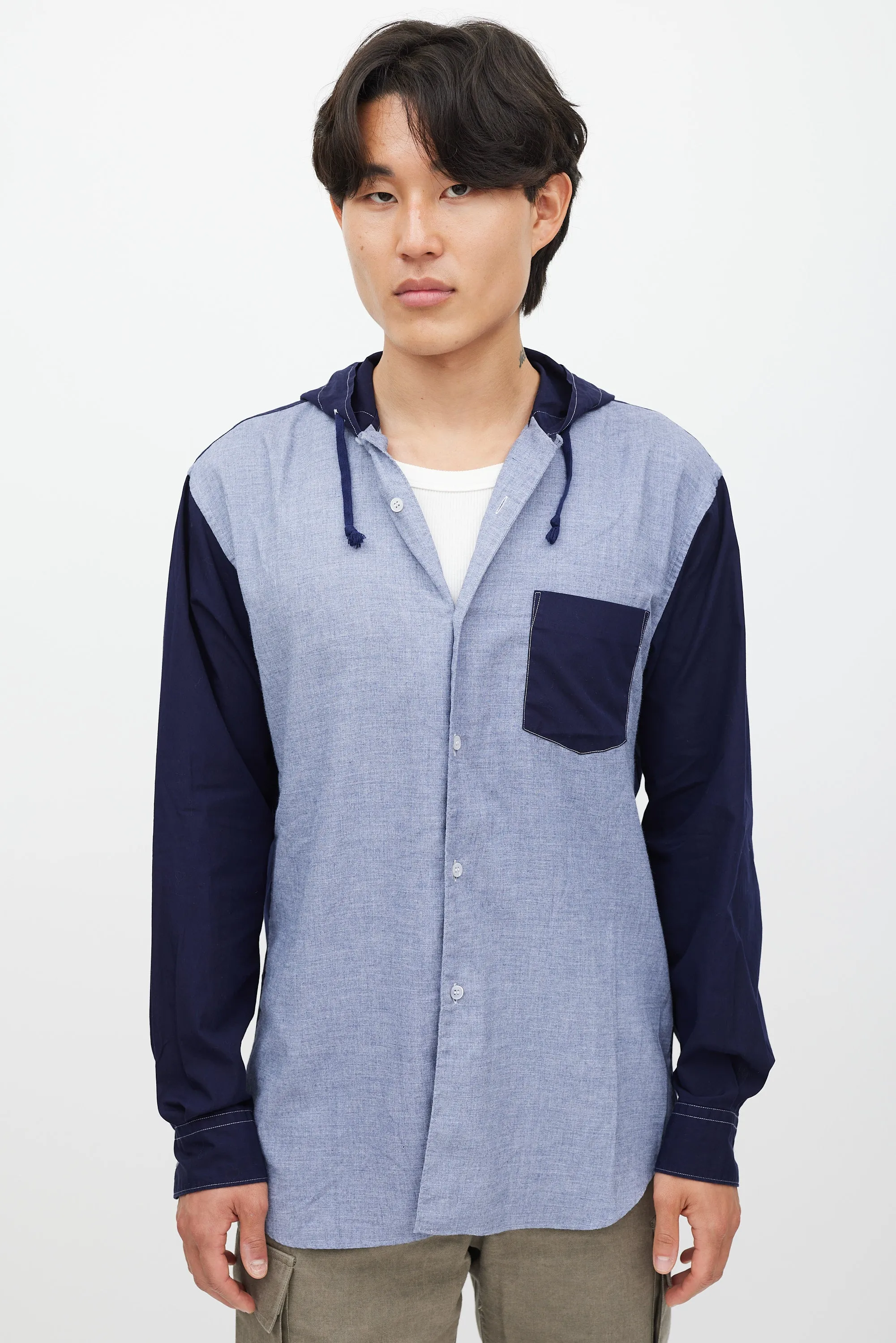 Blue Two Tone Shirt Jacket