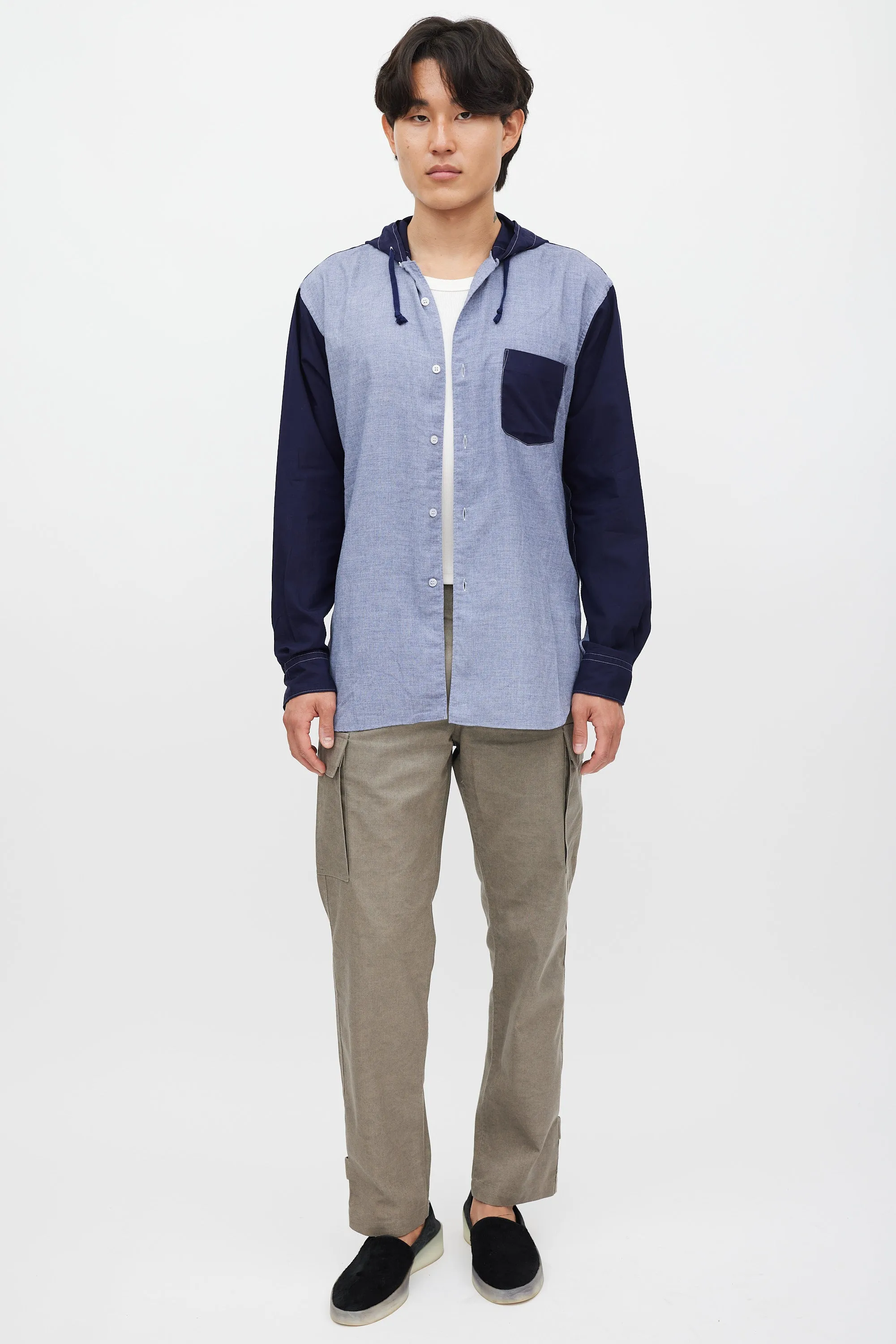 Blue Two Tone Shirt Jacket