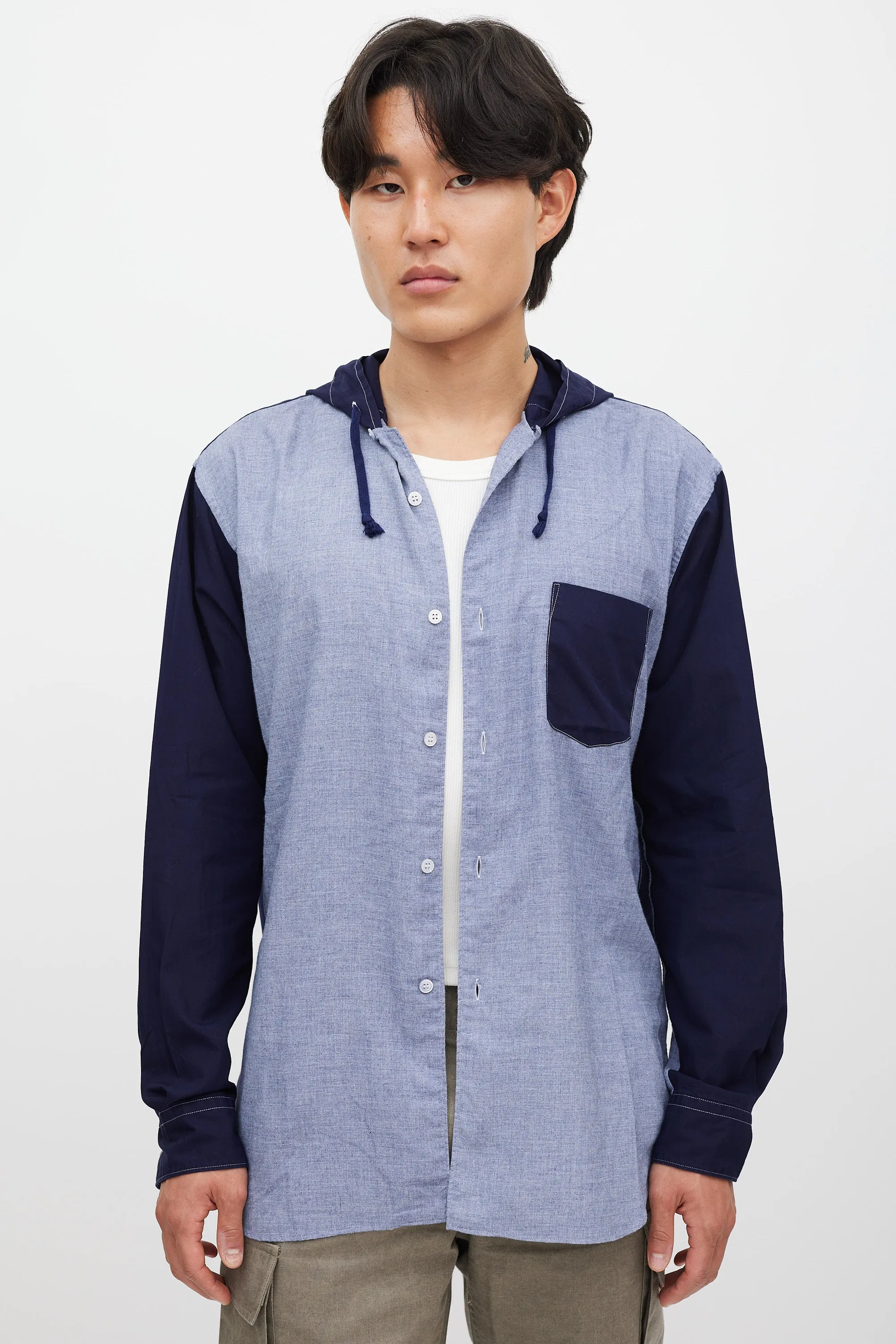 Blue Two Tone Shirt Jacket