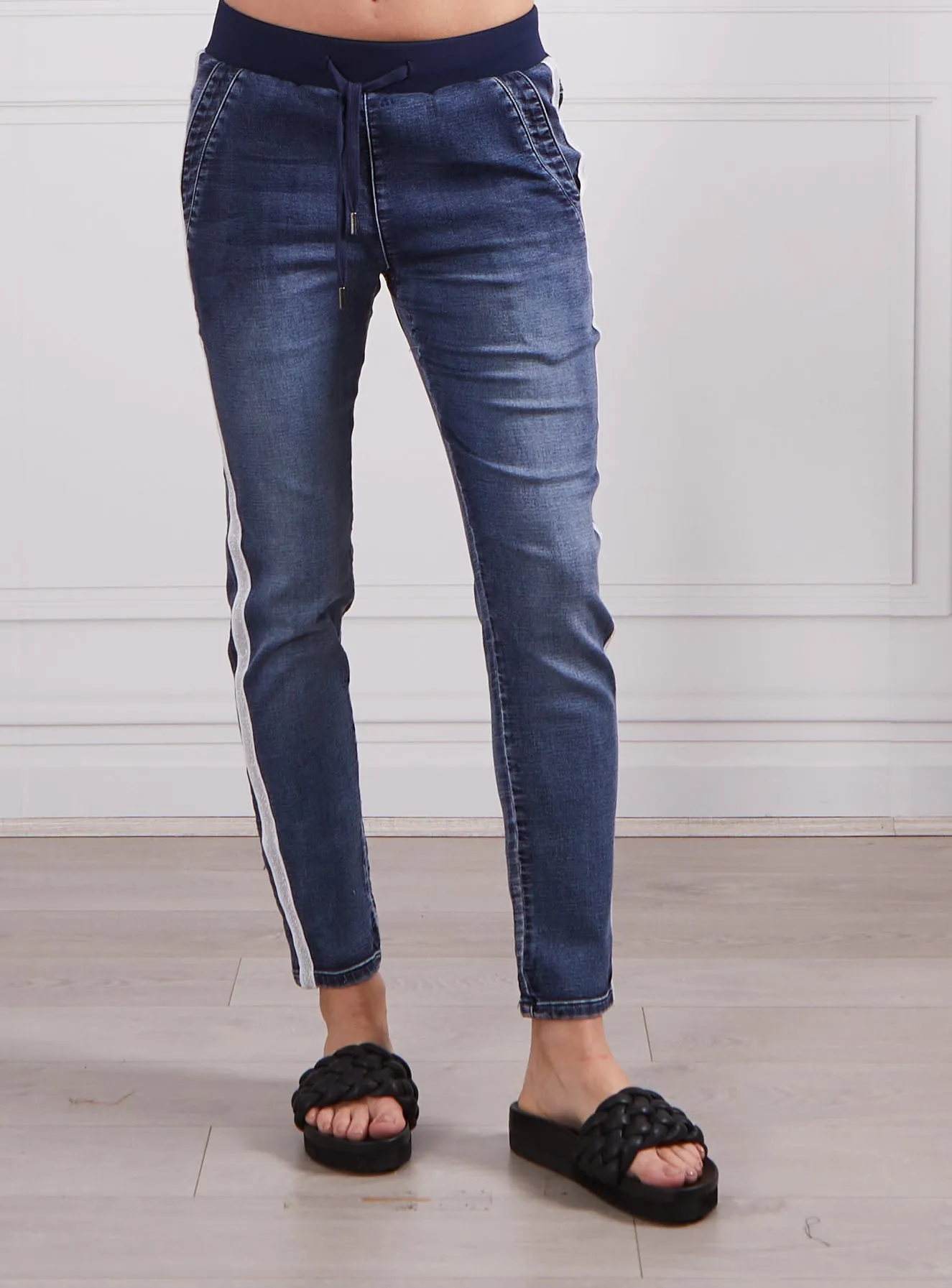 Boston Denim Joggers - Dark Blue Wash