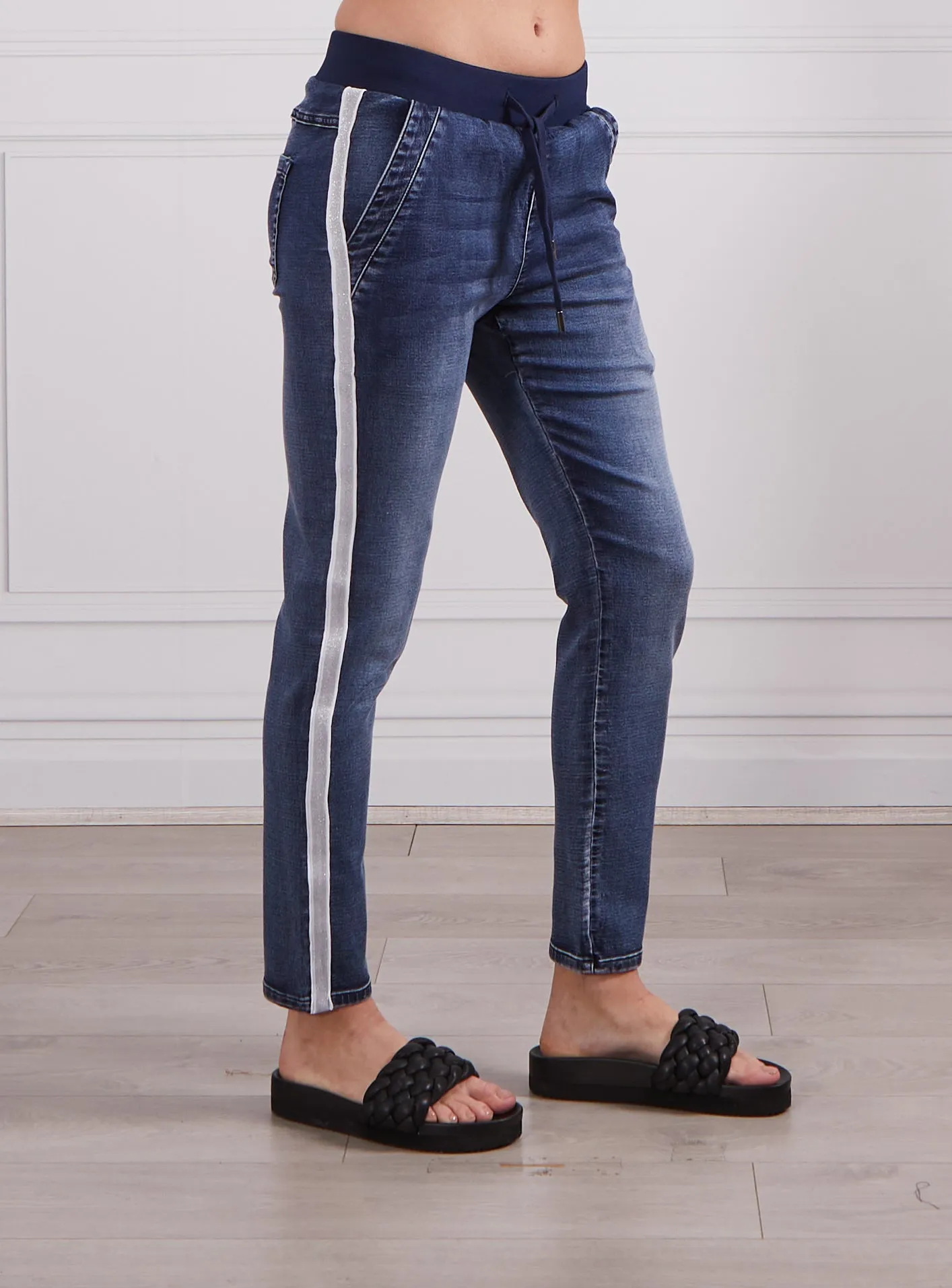 Boston Denim Joggers - Dark Blue Wash
