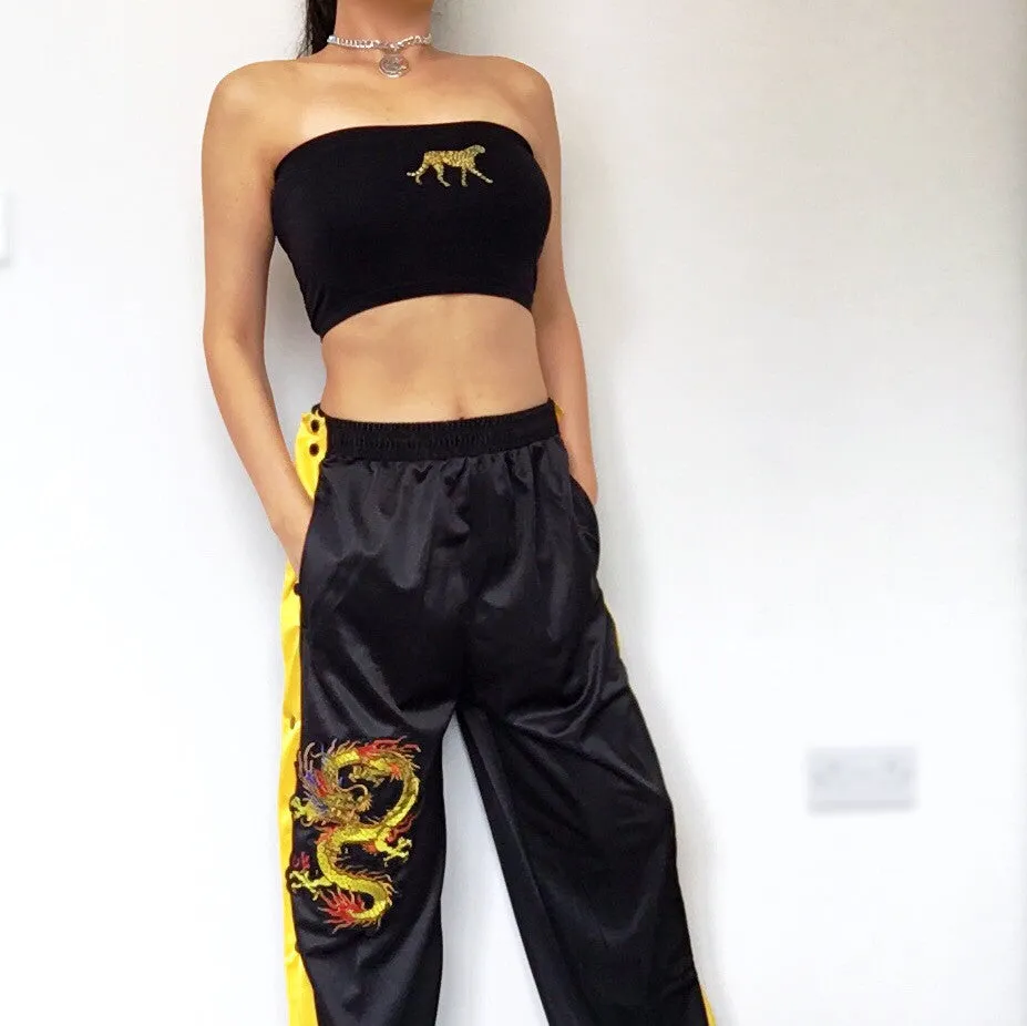 CHEETAH BLACK STRETCHY TUBE TOP