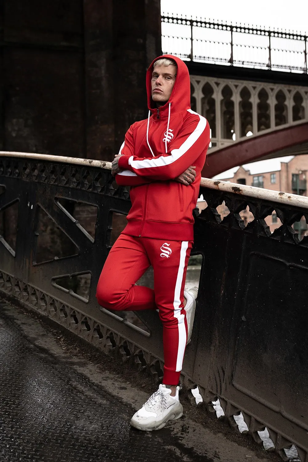 Core Poly Joggers - Red/White