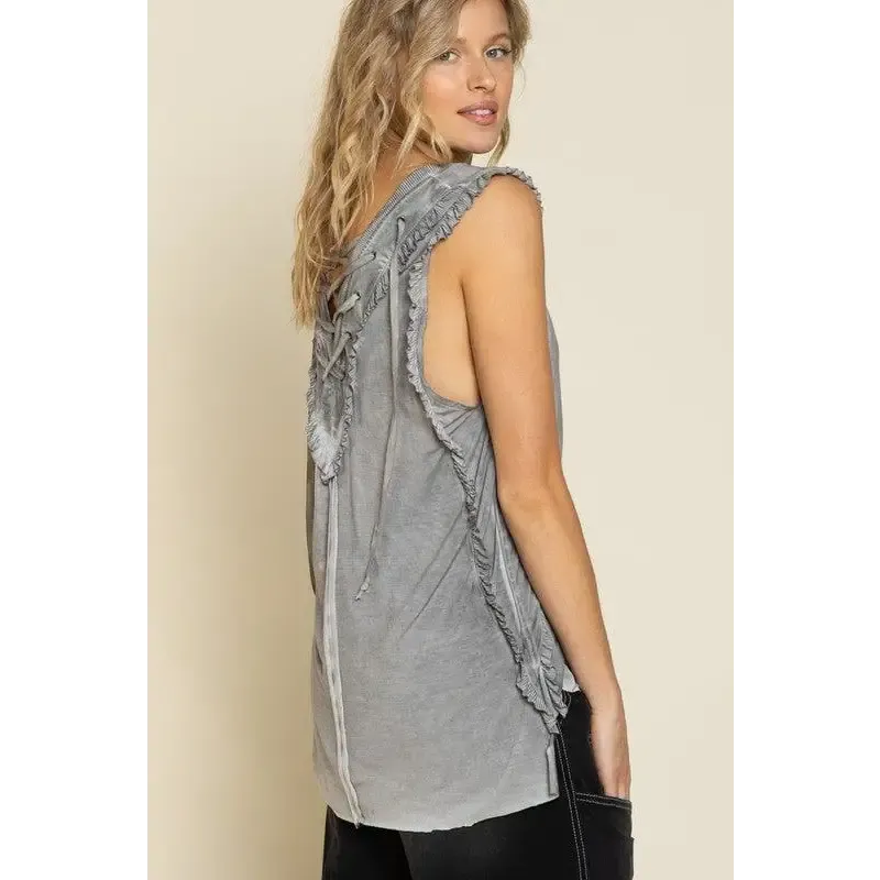 Criss-cross Lace-up Open Back Tank Top