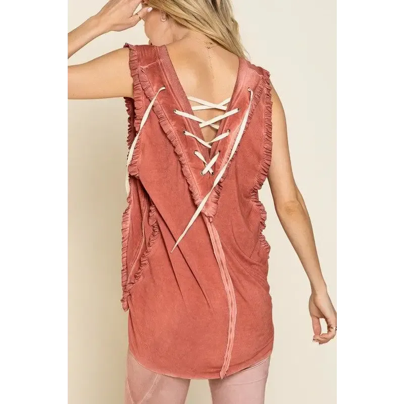 Criss-cross Lace-up Open Back Tank Top