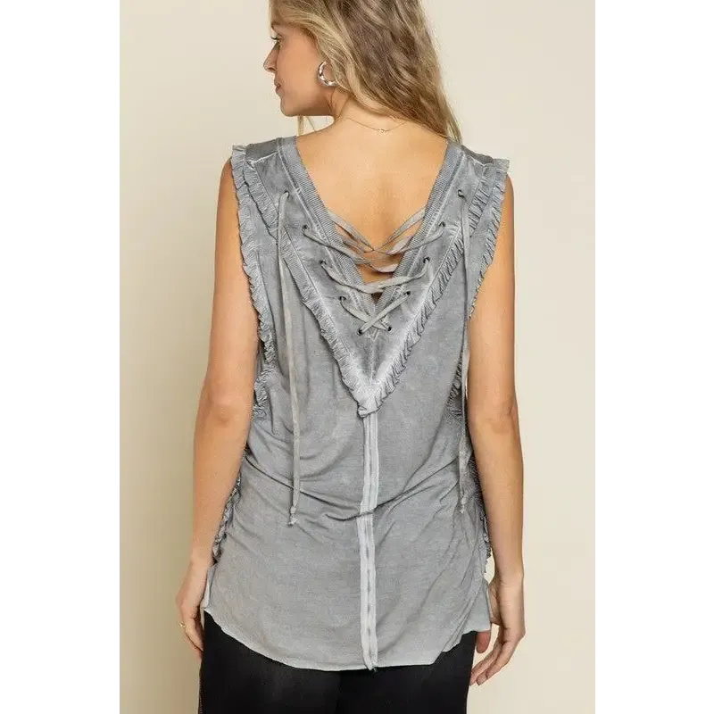 Criss-cross Lace-up Open Back Tank Top
