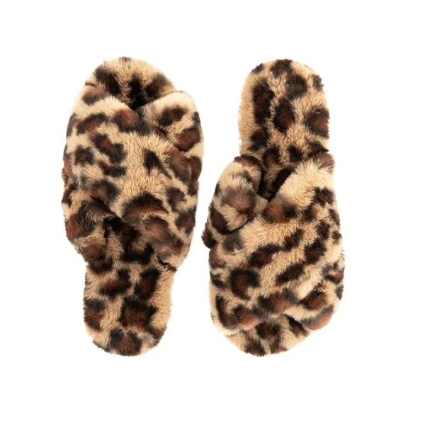 Evie Animal Print Fluffy Slippers