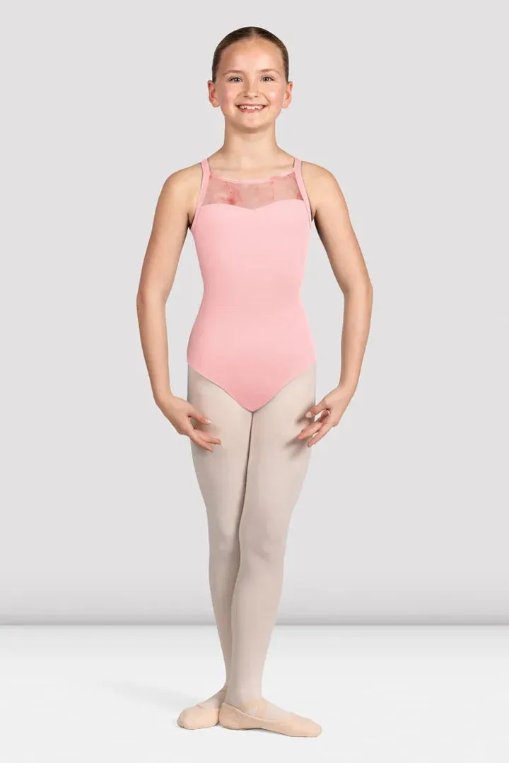 Girls Lila Floral Camisole Leotard Candy Pink