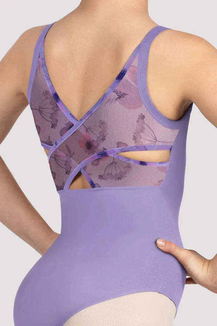 Girls Lila Floral Camisole Leotard Lilac