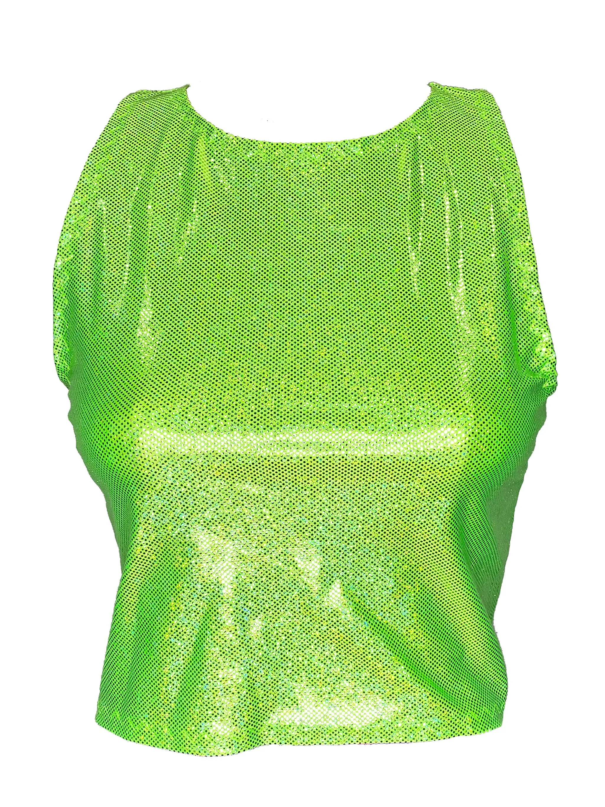 Green Hologram Racer Crop Top