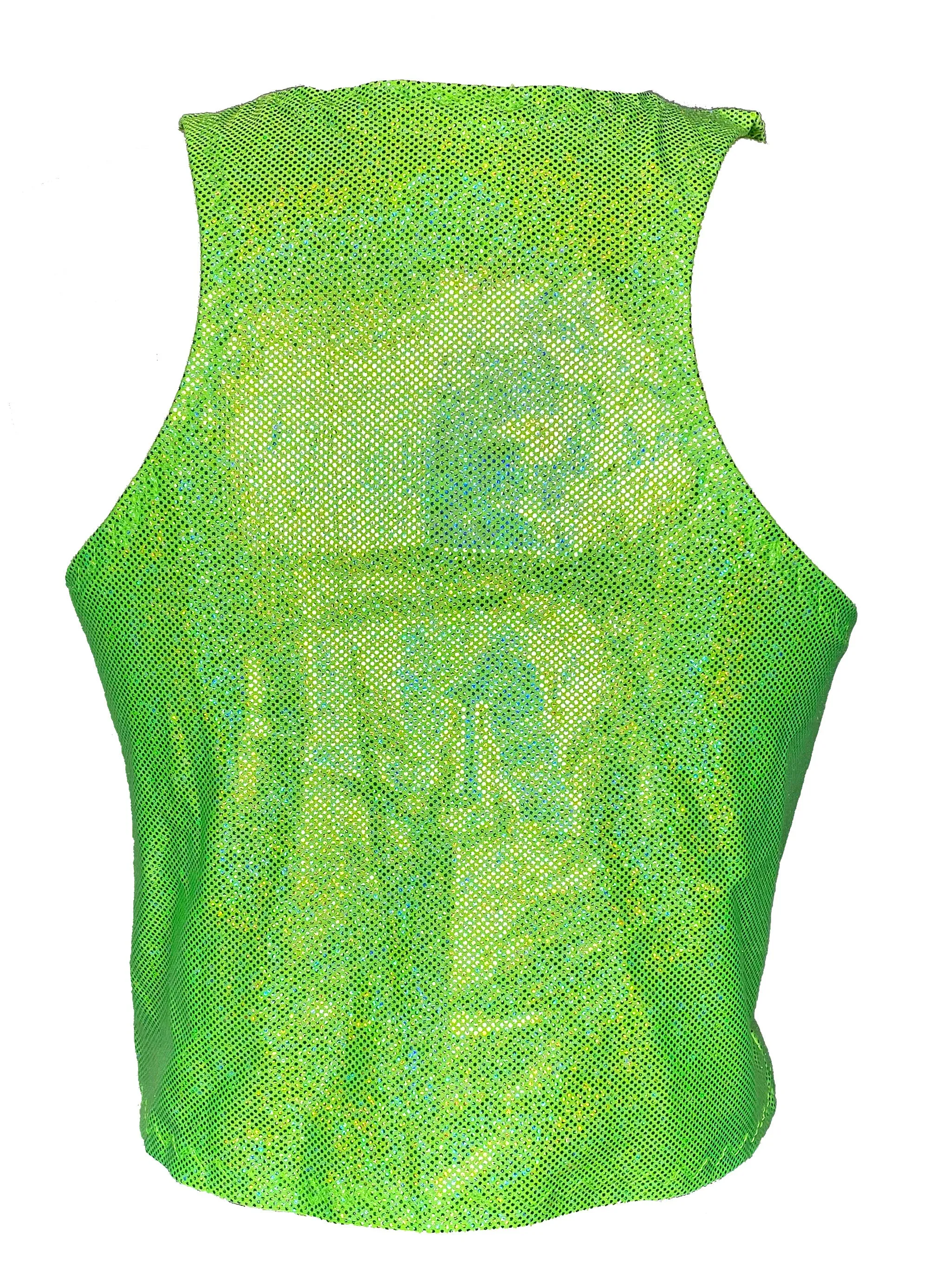 Green Hologram Racer Crop Top