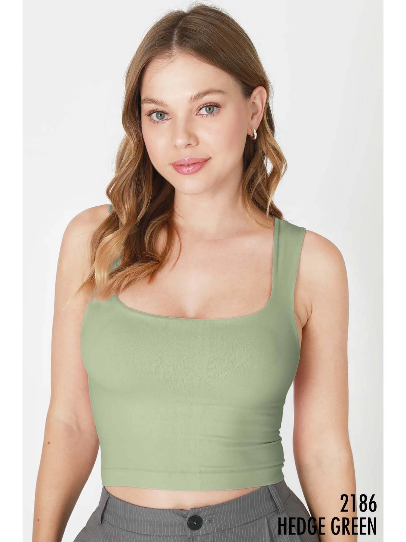 Green Square Neck Top