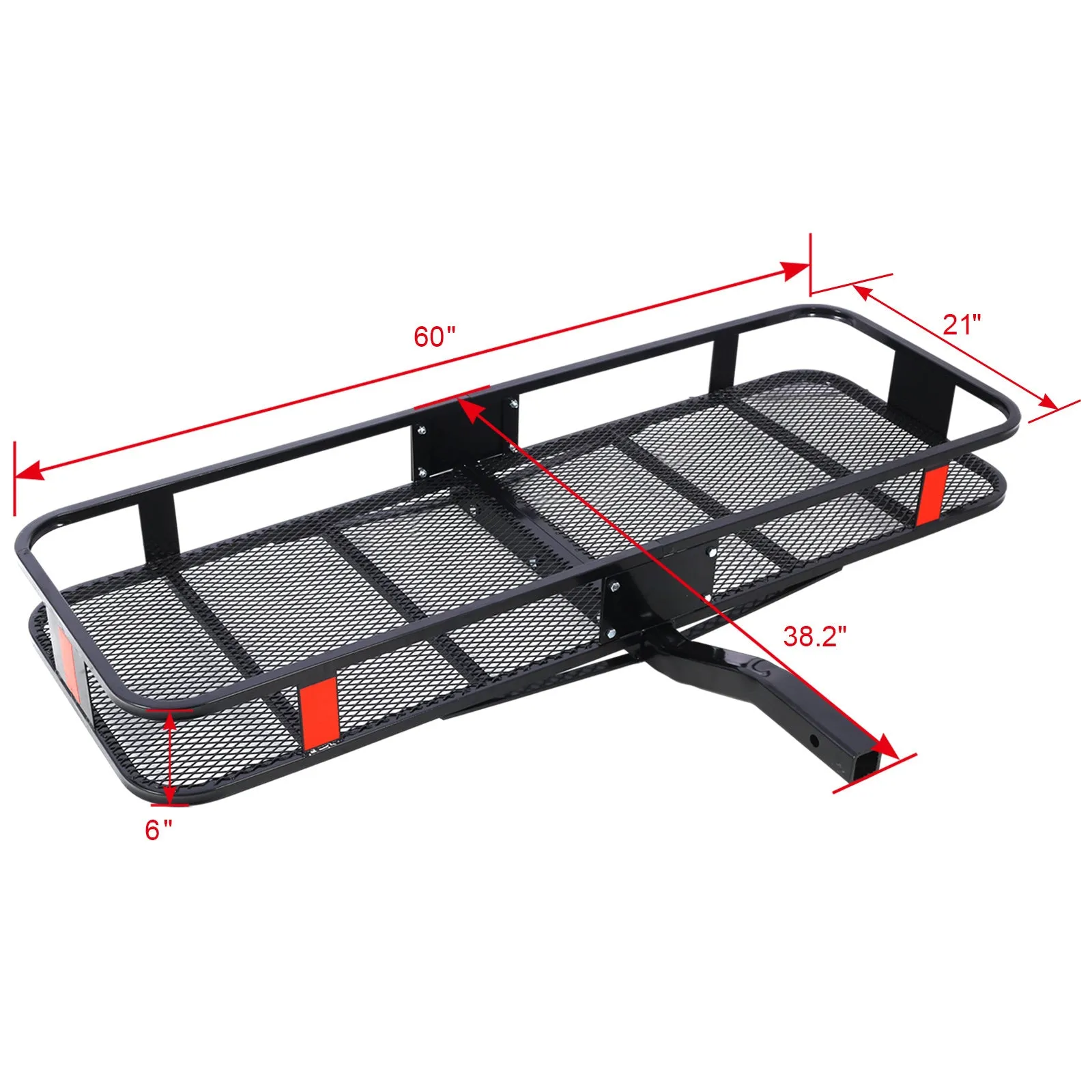 Hitch Mount Cargo Carrier Basket 60" X 21" X 6" Waterproof Cargo Bag 16 Cubic Feet(56" 20" 20"),Hauling Weight Capacity of 500 Lbs and A Folding Arm.with Hitch Stabilizer,Net and Straps