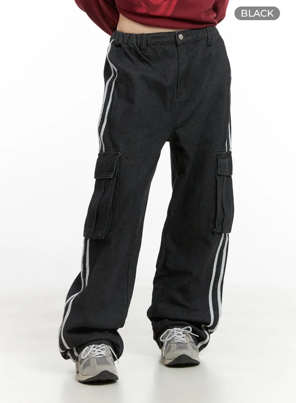 Josie Side Stripe Wide Fit Cargo Jeans CG420