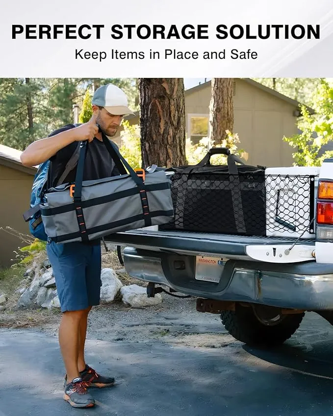 Karltys Truck Bed Cargo Net for 2022-2024 Rivian R1T /R1S Accessories, Envelope Style Cargo Net Stretchable, Adjustable Elastic Heavy Dudy Nylon Mesh Netting with 8PCS Durable Hooks