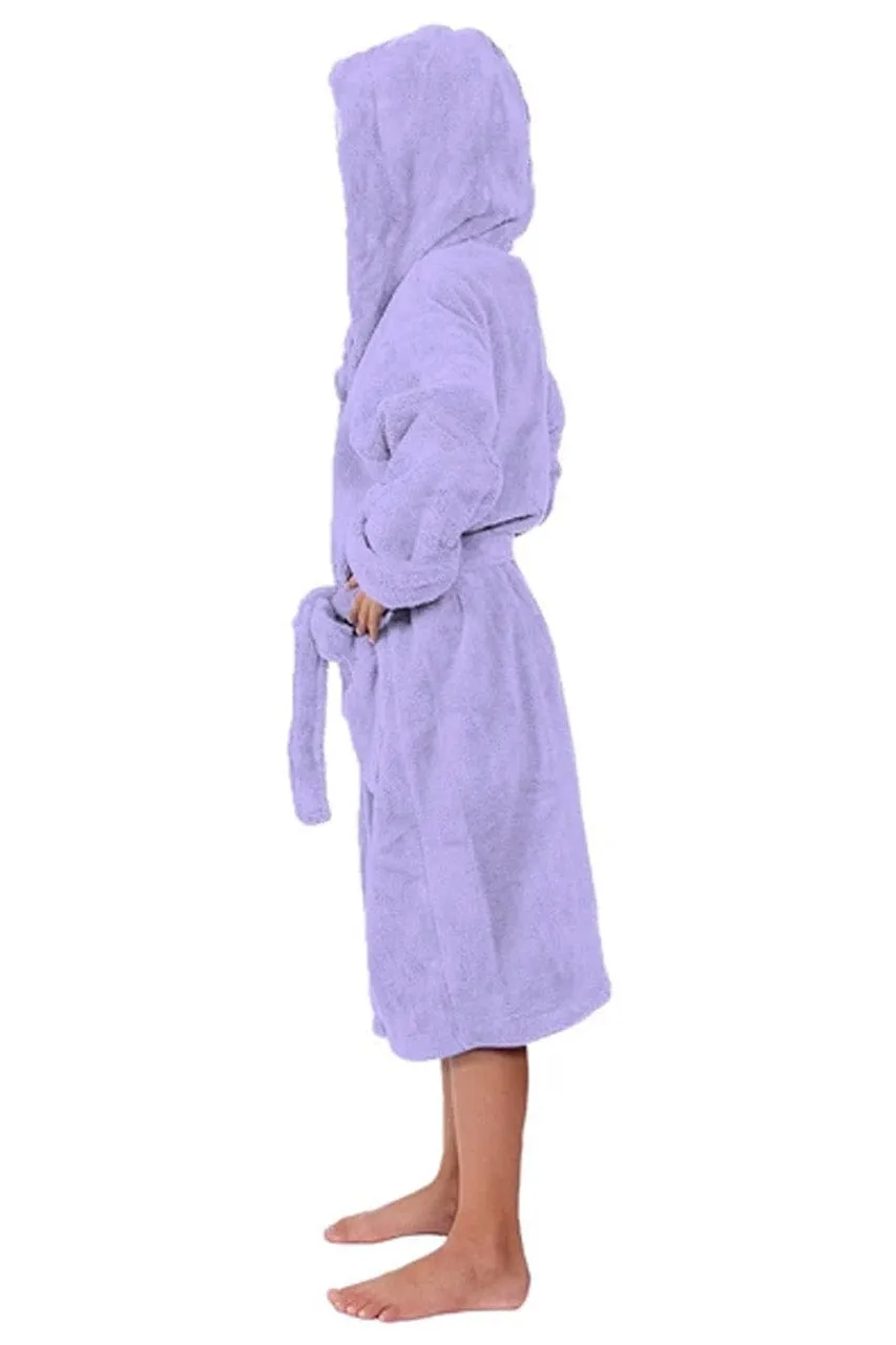 Kid's Fleece with Hooded Bathrobe, Warmth & Cozy, Soft & fast dry, (Lavender)