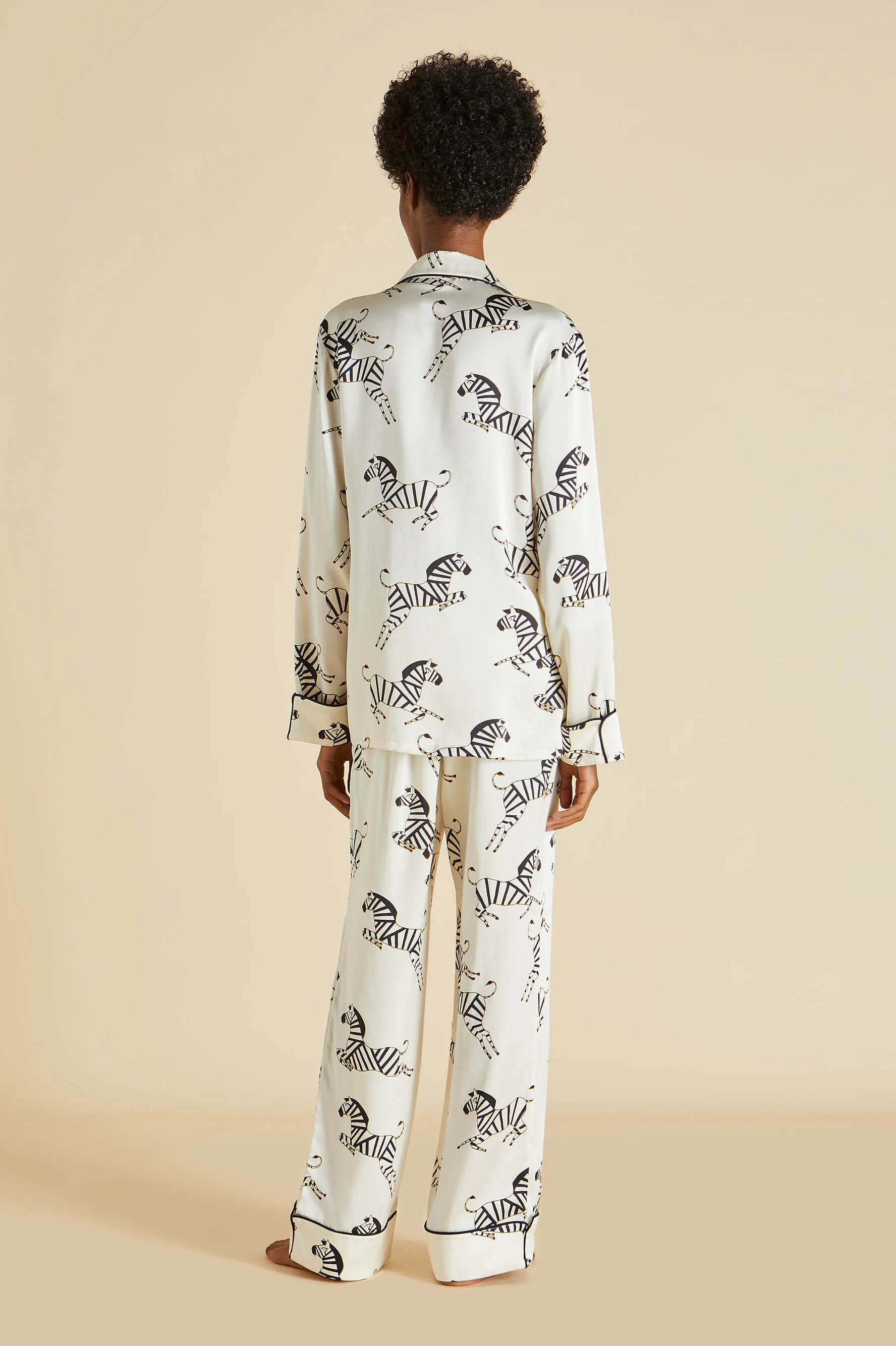 Lila Zebedee Ivory Pyjama Set in Silk Satin