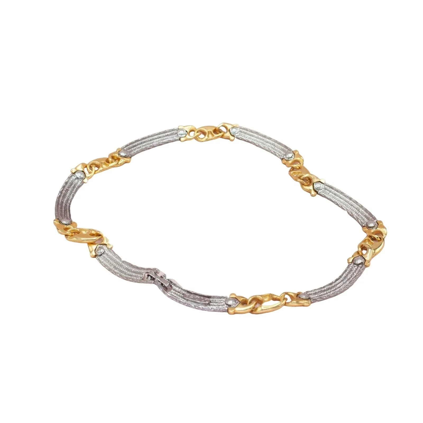 Paolo Gucci, 17" long , two-tone necklace made from interlocking, polished, gold, 'Gucci' mariner and brushed silver rope links