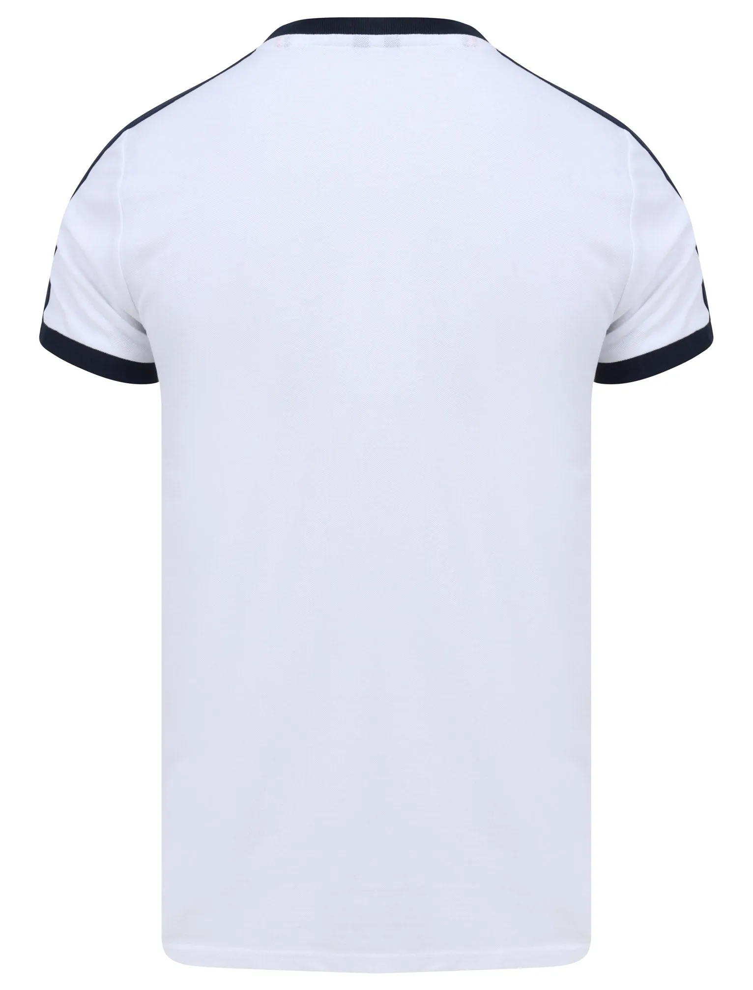 Parkhill Cotton Pique T-Shirt with Racer Tape Panel Detail in Bright White - Le Shark