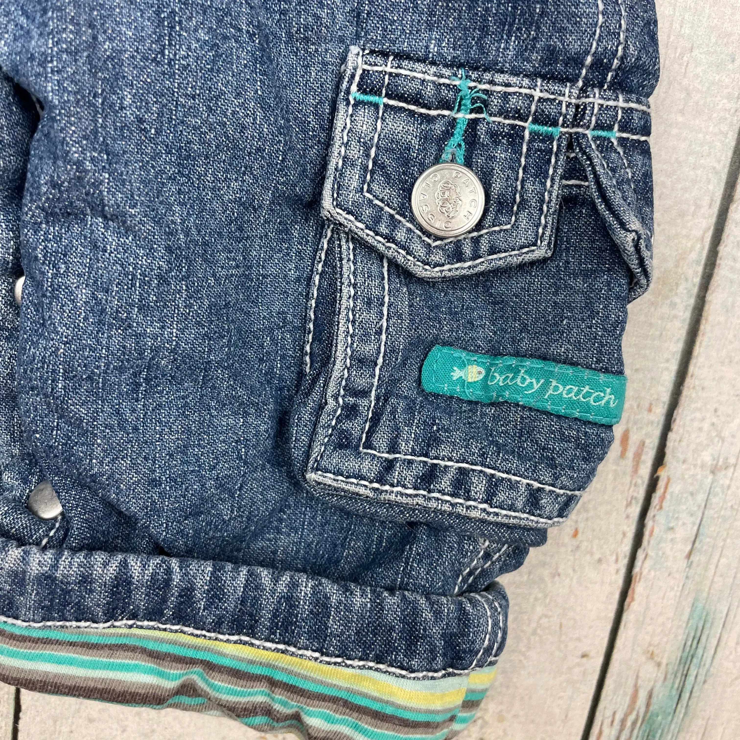 Pumpkin Patch Classic Bib & Brace 'Crab Themed' Denim Overalls - Size 6/12M