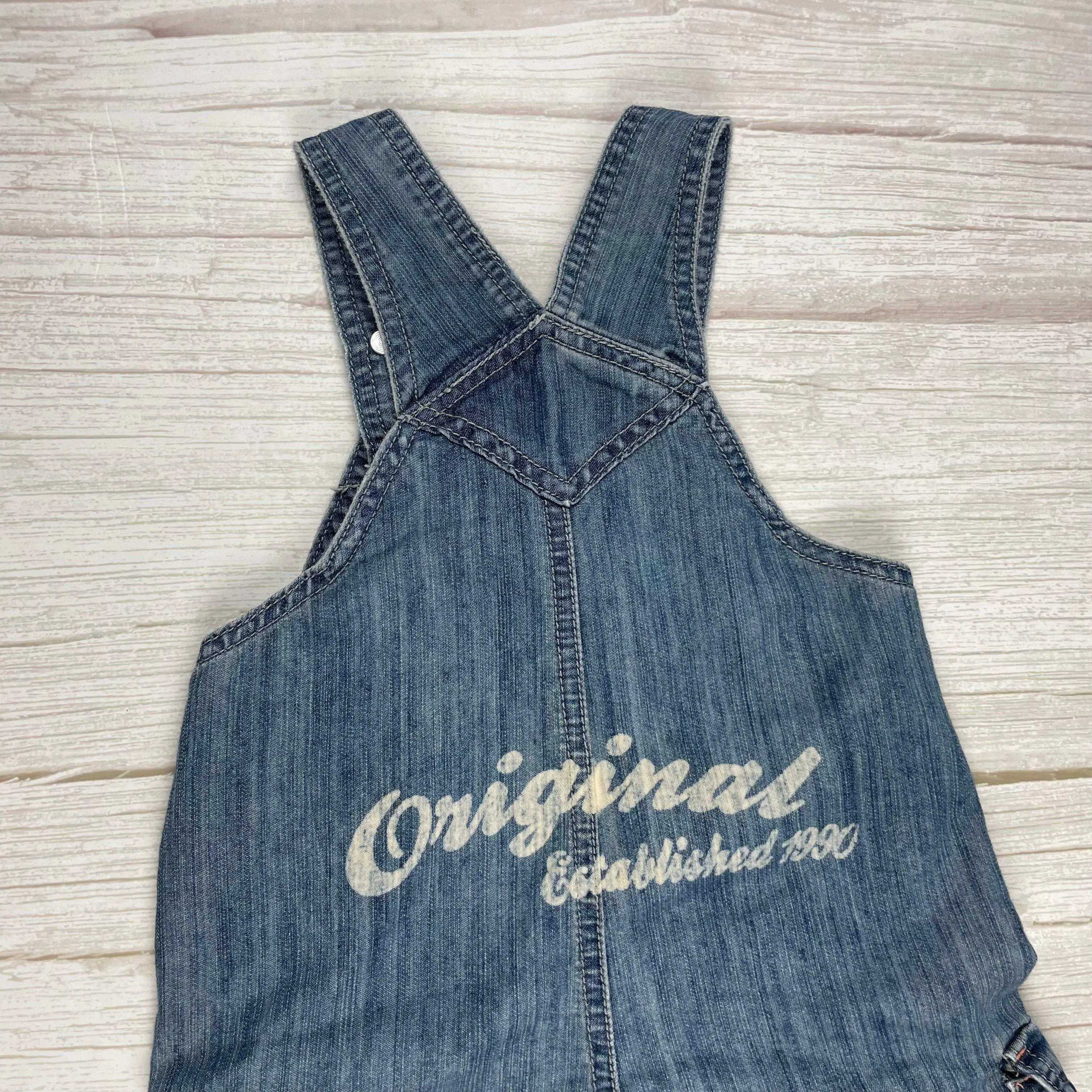 Pumpkin Patch Classic Bib & Brace Denim Logo Overalls - Size 3/6M