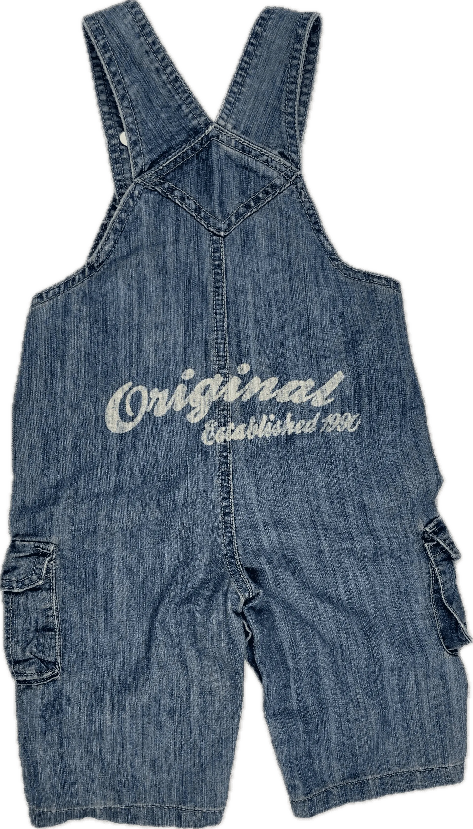 Pumpkin Patch Classic Bib & Brace Denim Logo Overalls - Size 3/6M