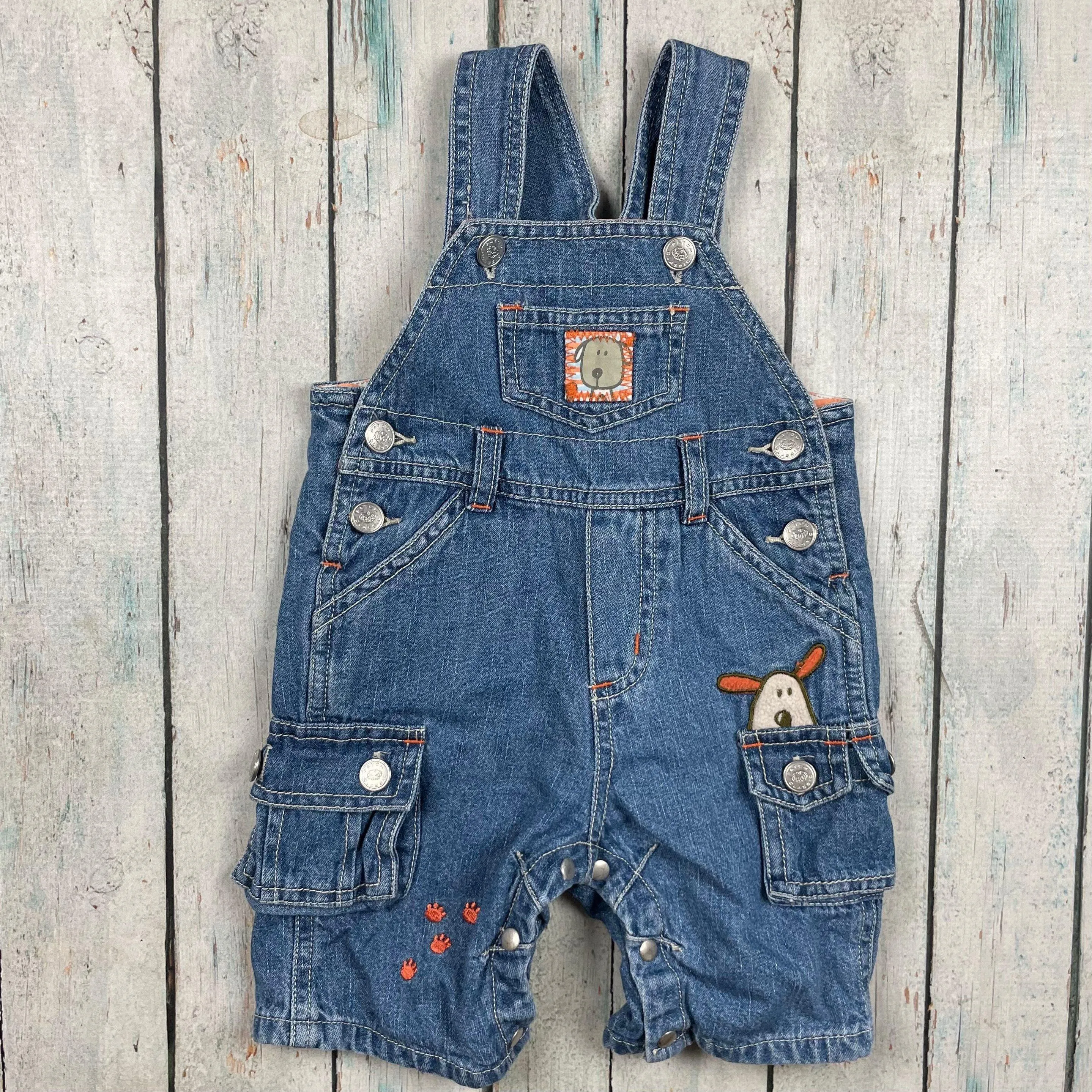 Pumpkin Patch Classic Bib & Brace Denim Overalls - Size 3/6M