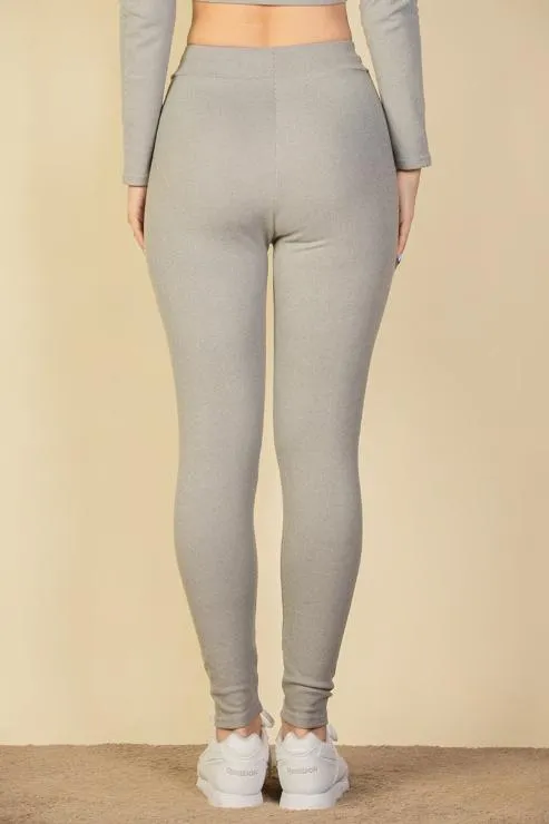 Ribbed Tie Front Leggings