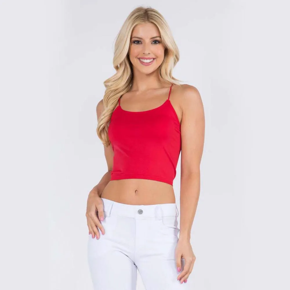 Seamless Crop Cami-Red