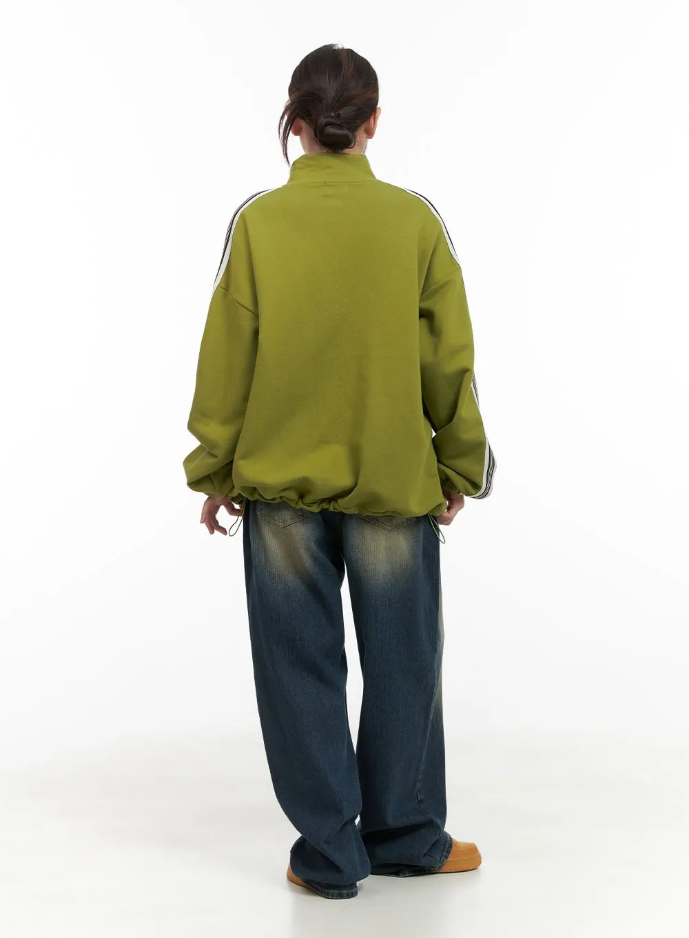 Side Stripe Oversized Sweatshirt Jacket (UNISEX) CG423