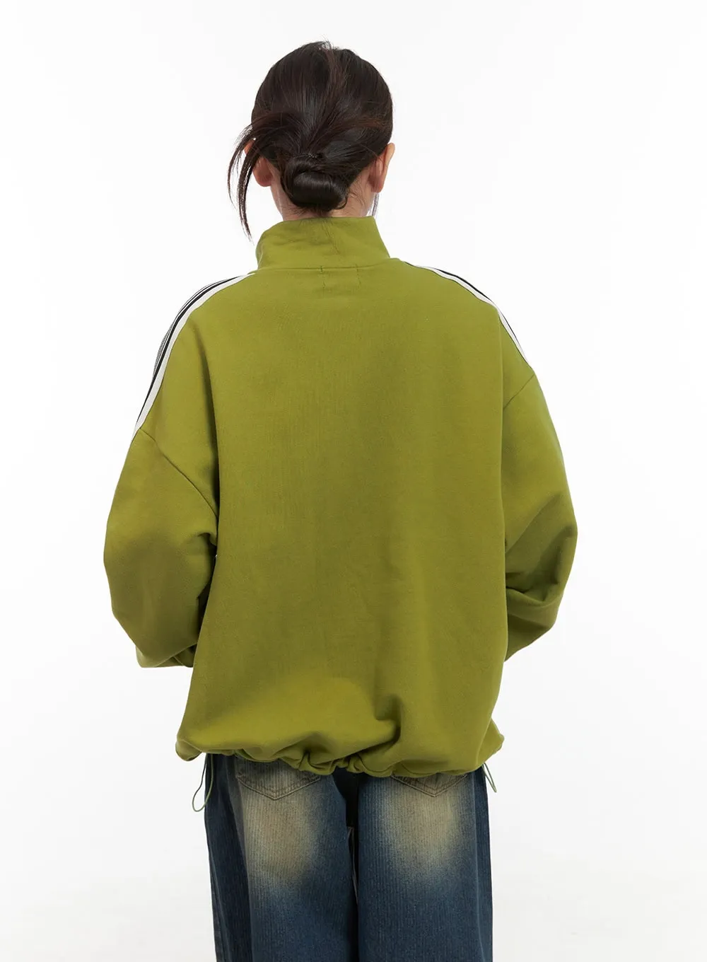 Side Stripe Oversized Sweatshirt Jacket (UNISEX) CG423