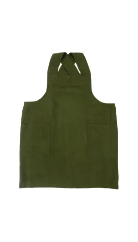 Stone Washed Linen Cross Back Smock Apron