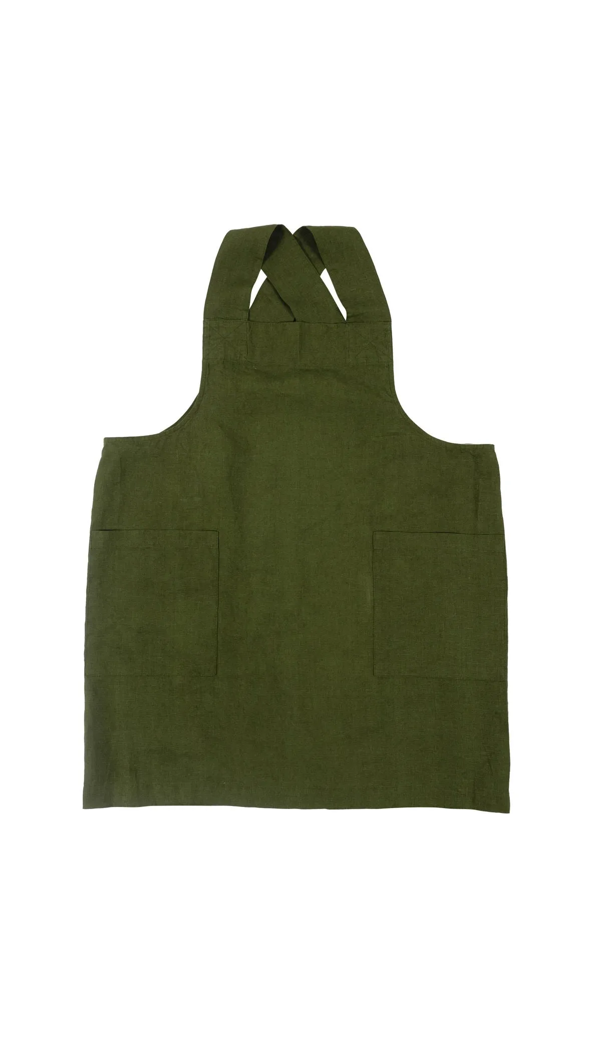 Stone Washed Linen Cross Back Smock Apron