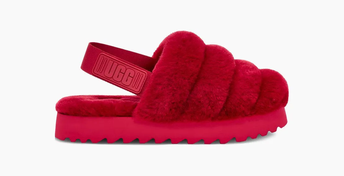 UGG Womens Super Fluff Slipper Ribbon Red