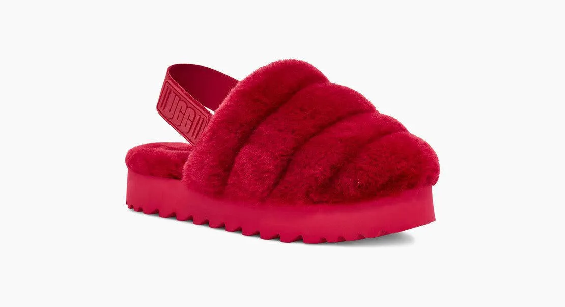 UGG Womens Super Fluff Slipper Ribbon Red