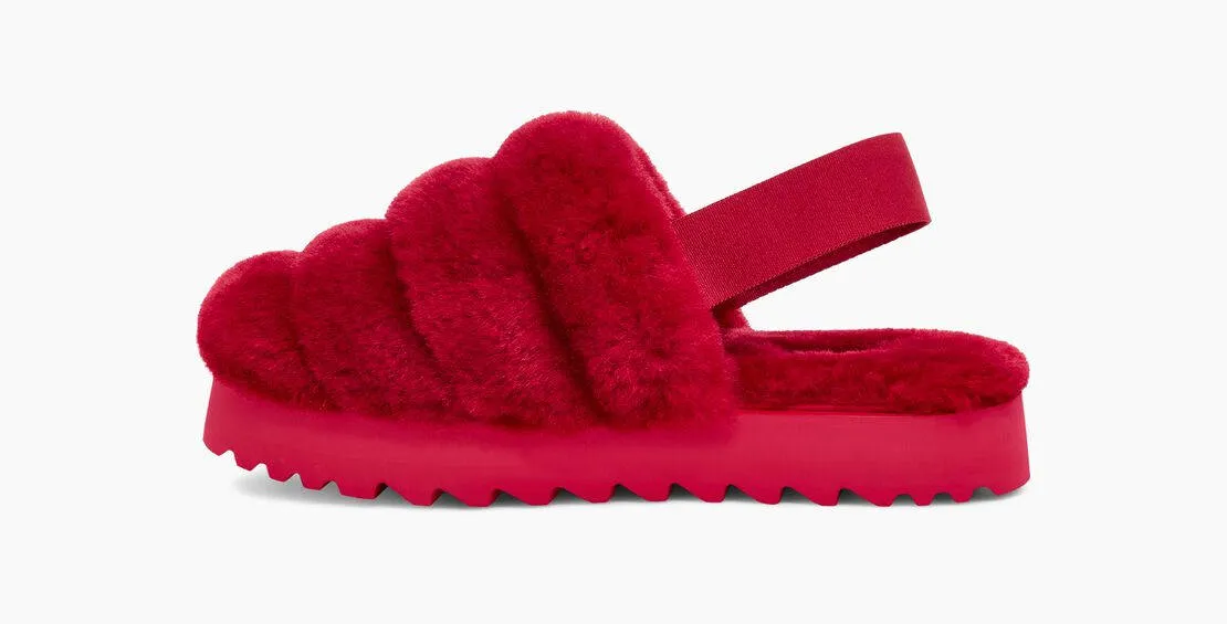 UGG Womens Super Fluff Slipper Ribbon Red