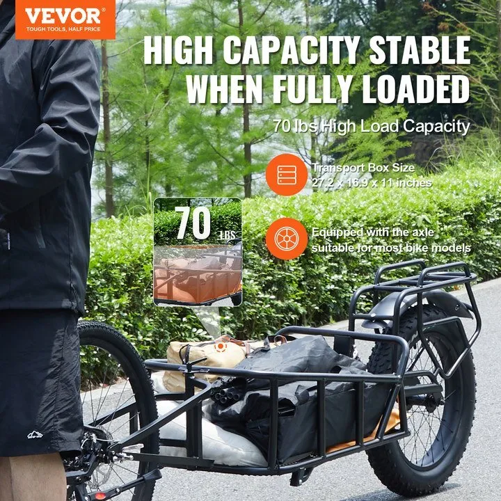 VEVOR Bike Cargo Trailer, 70 lbs Load Capacity, Heavy-Duty