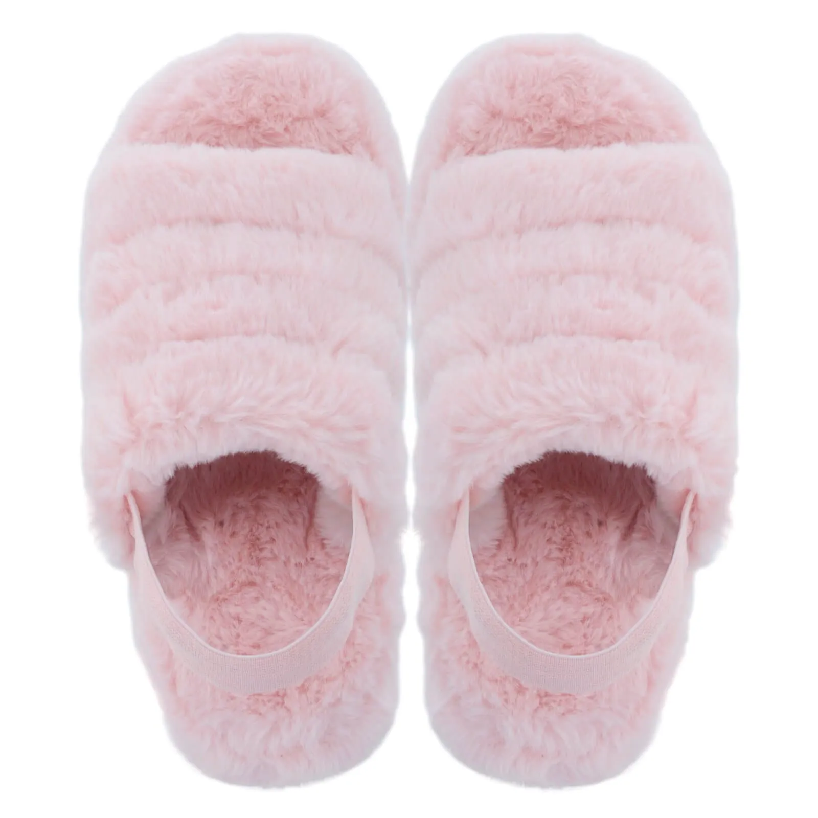 Womens Tallulah Mule Slippers Faux Fur Open Toe Elastic Strap