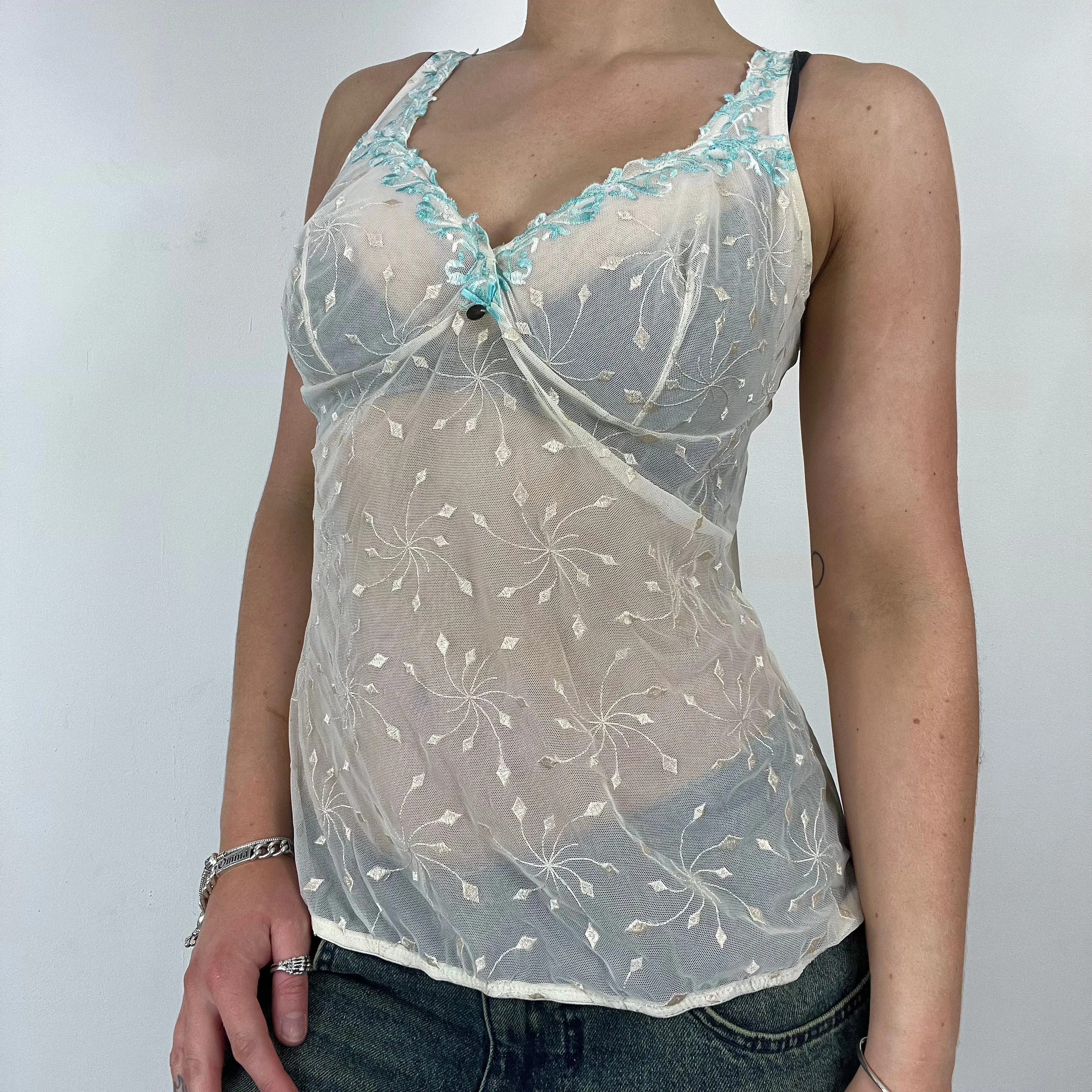 Y2K lace mesh cami - Size M